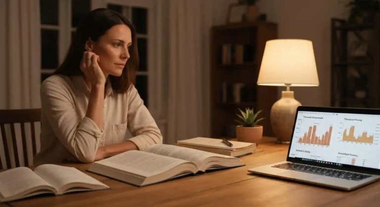 Kobieta czyta informacje na temat choroby Hashimoto